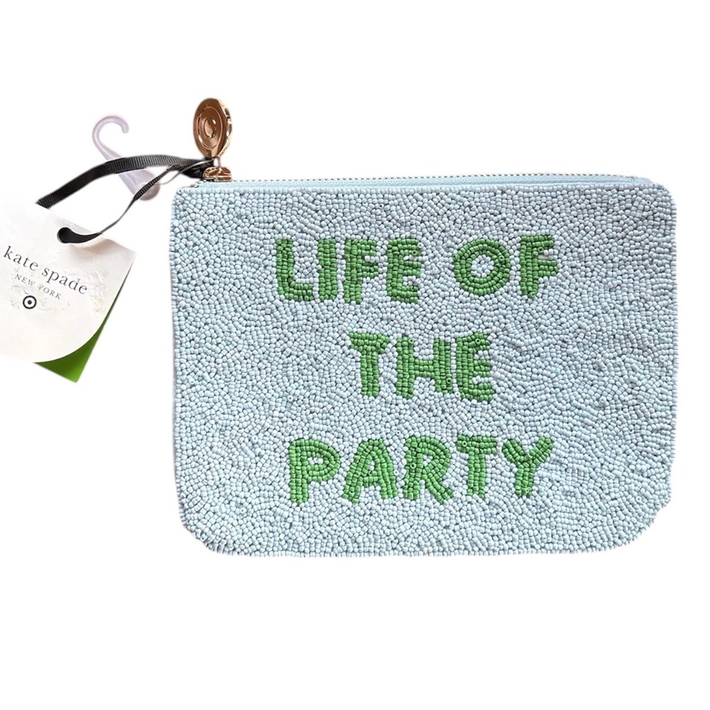 Kate Spade Beaded Party Pouch in Blue and Green